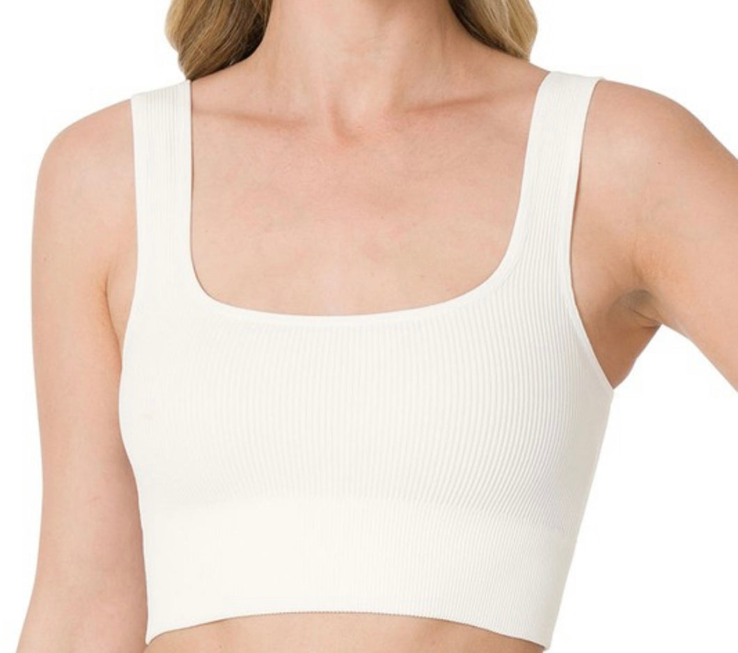 White Cropped Tank