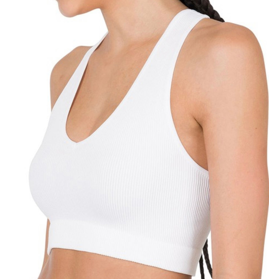 White Racerback Cropped Bralette